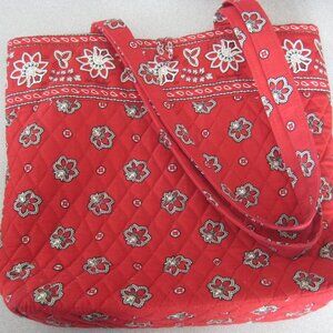 ESTATE VERA BRADLEY RED BANDANA PATTERN LARGE 2 HANDLE TOTE BAG